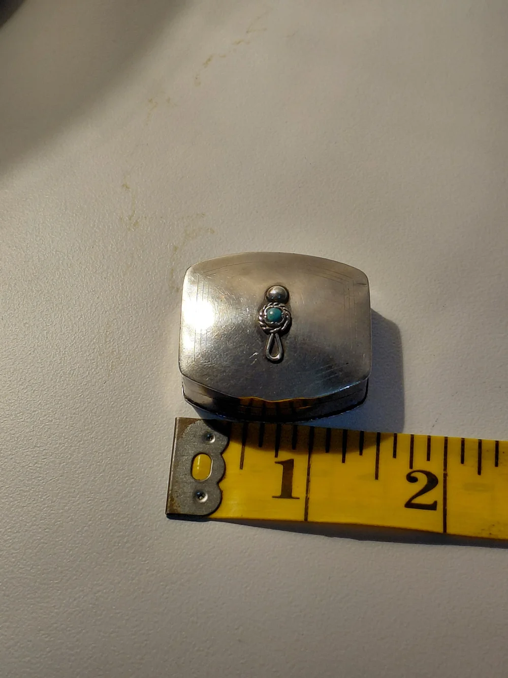 Sterling Silver Men's Trinket Box with Turquoise Accent